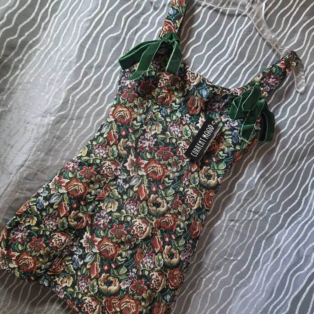 Dolls Kill Jacquered Mini Dress Size XS Tapestry Floral Womens Pixie